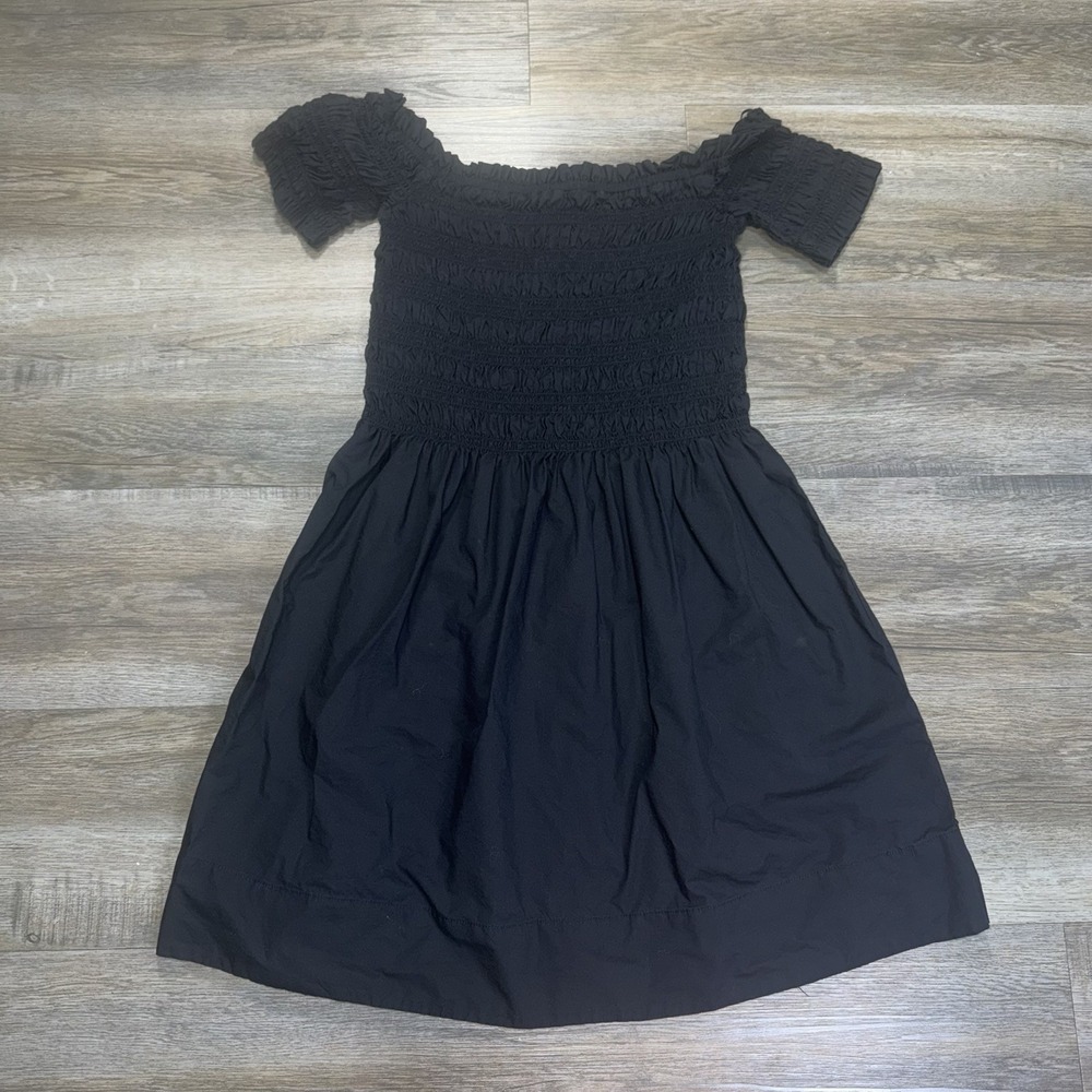 H&M Smocked Off-the-Shoulder Dress Womens S Fully Stretchy Short Puff Sleeves